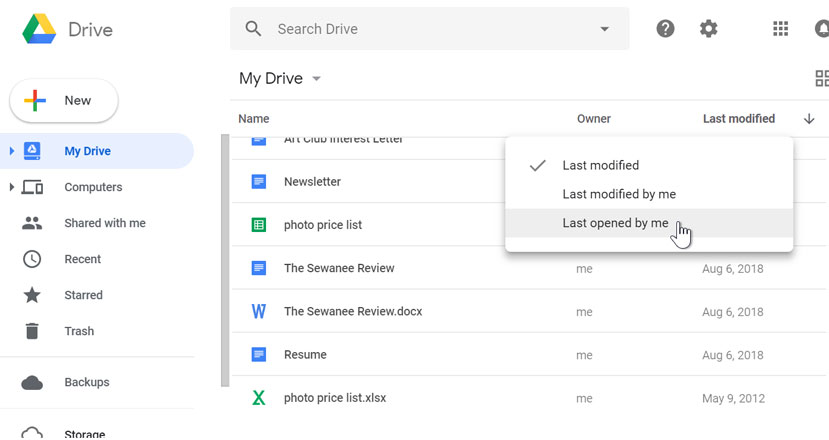 where is home screen for google doc on mac?